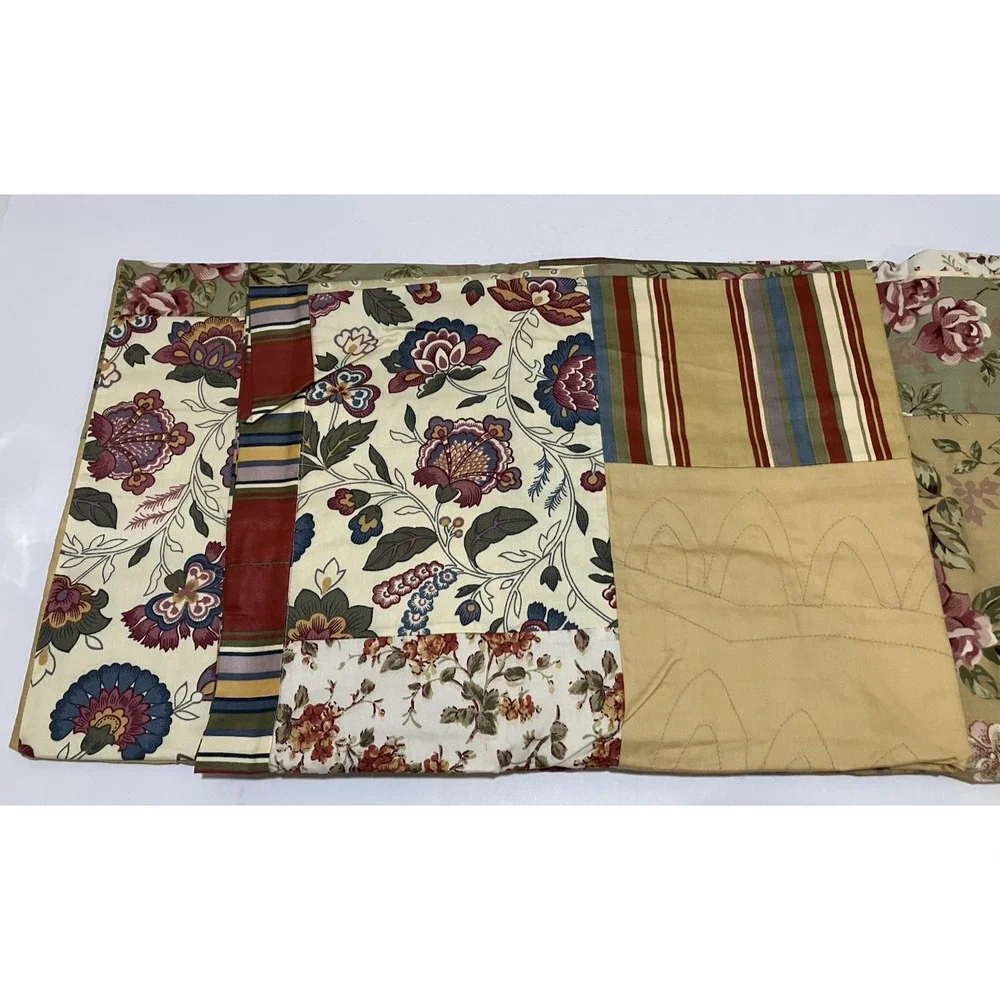 French Country Shower Curtain Brown Green Floral Fabric Cottage Simply Handmade